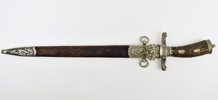 Кортик охотничий, подарочный "Hirschfanger" (Олений нож), с ножнами, Германия, Берлин, 1897 год.