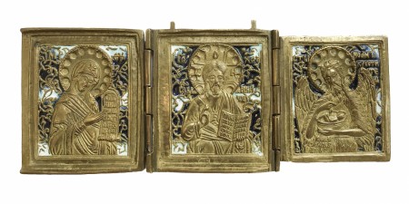 Бронзовый складень «Деисус» , 4 цвета эмали.