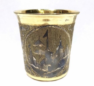 Серебряная стопа с охотничьим сюжетом, Россия, Москва, 1842 год.